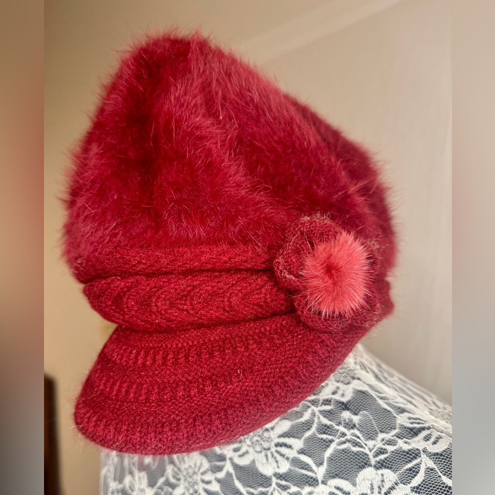 Faux Fur Y2K Red Hat